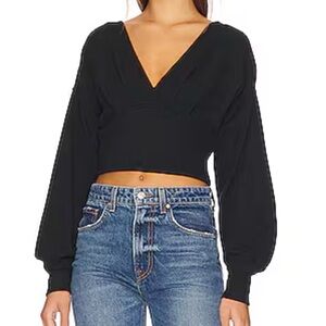 Free People Black V-Neck Sweater